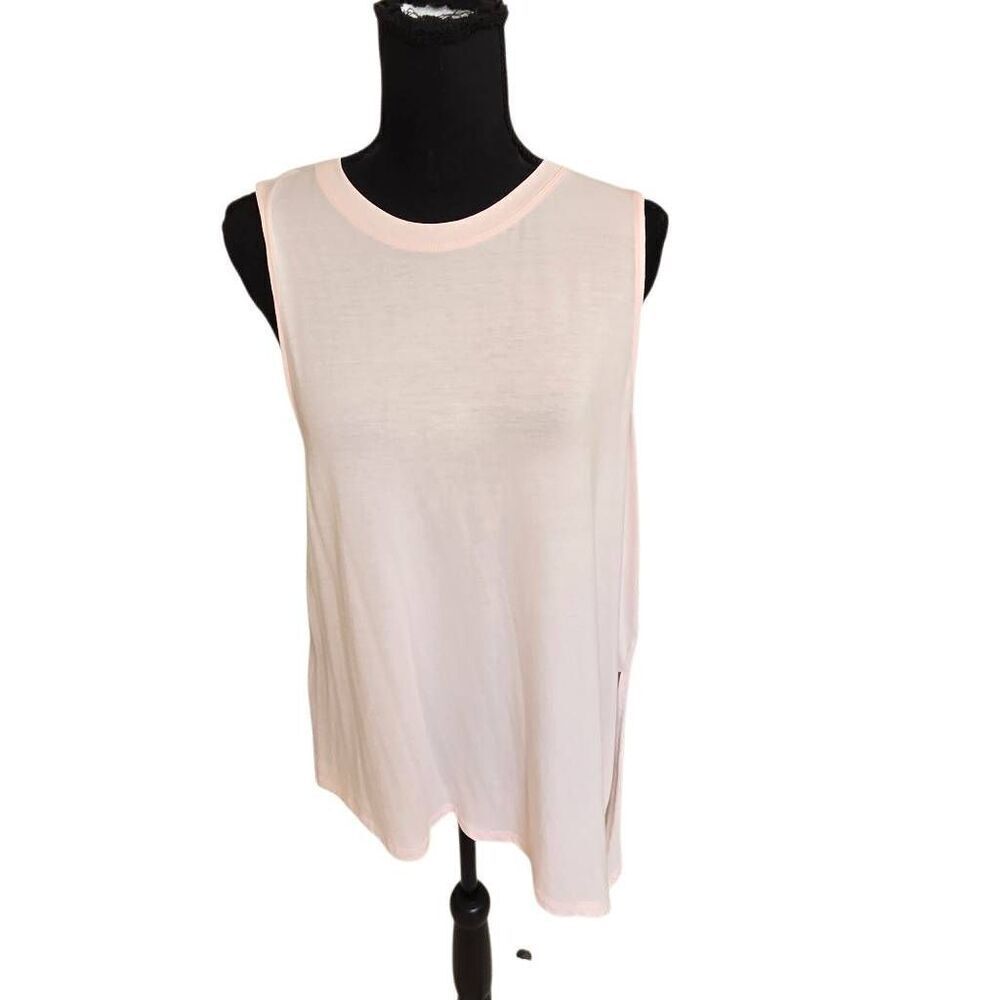 Athleta Womens Light Pink Sleeveless Cloudlight Asymmetrical Side-Tie Tank Top S